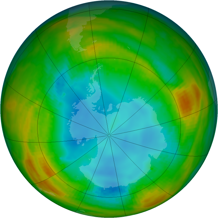 Antarctic ozone map for 05 August 1984